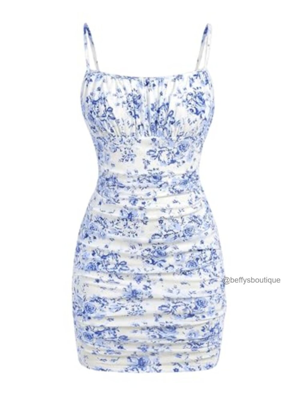 Girls Floral Mesh Ruched Cami Mini Dress Sleeveless Bodycon